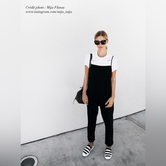 Celine Black/White Striped Canvas Slip On Sneakers - Picture 16 of 16